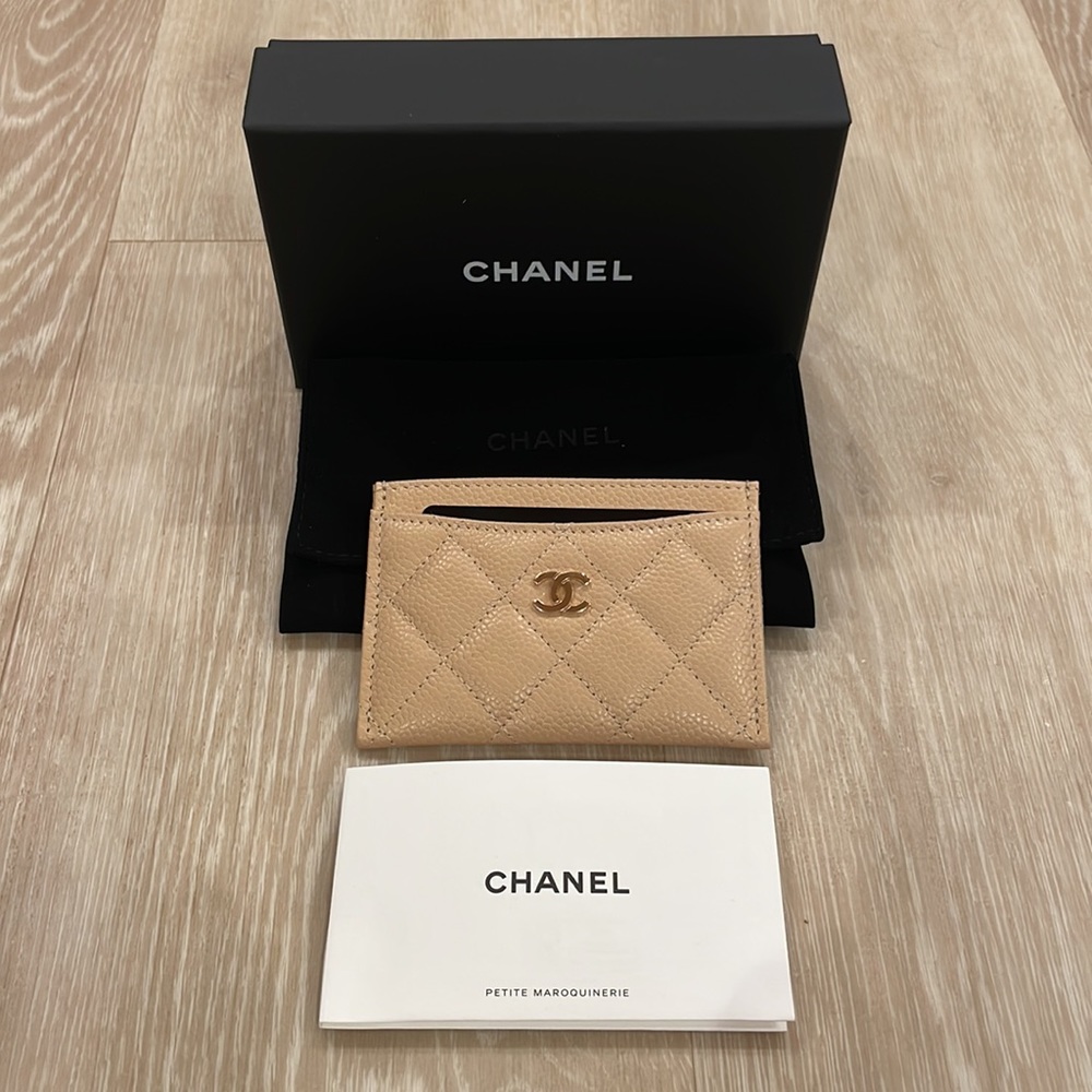Chanel Card Holder Caviar Beige NWT